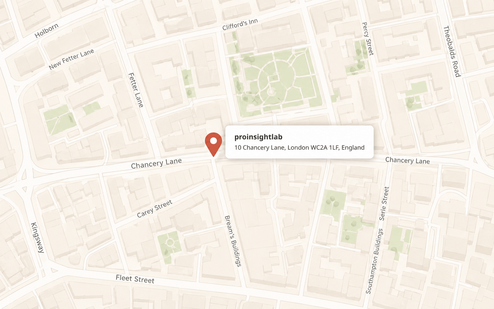 Map screenshot style location image for proinsightlab in London